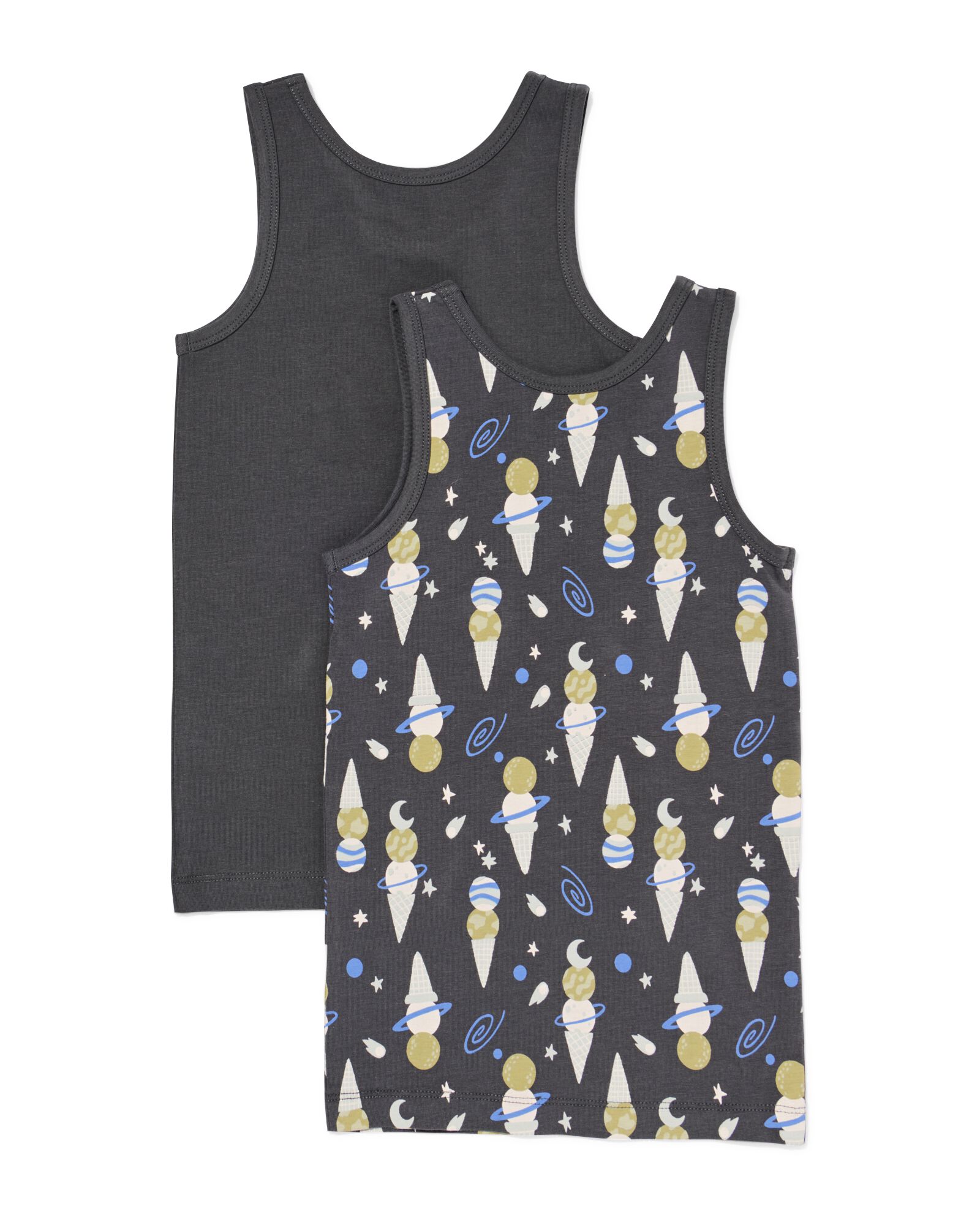 kinderhemden ijsjes - 2 stuks antraciet antraciet - 19205560ANTHRACITE - HEMA