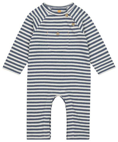 Newborn-Jumpsuit, Streifen, Baumwollfrottee dunkelblau - 1000022131 - HEMA