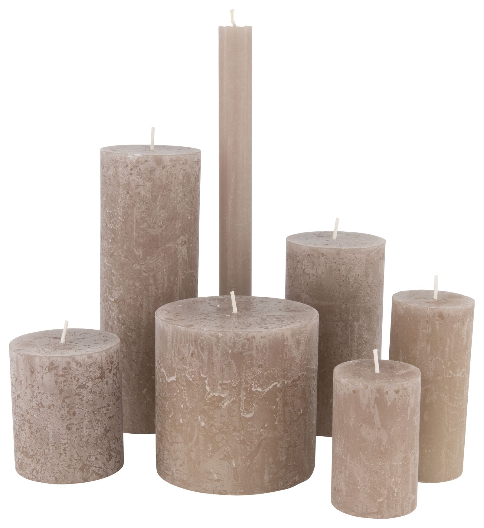 bougie rustique - 7x19 - taupe taupe 7 x 19 - 13502437 - HEMA
