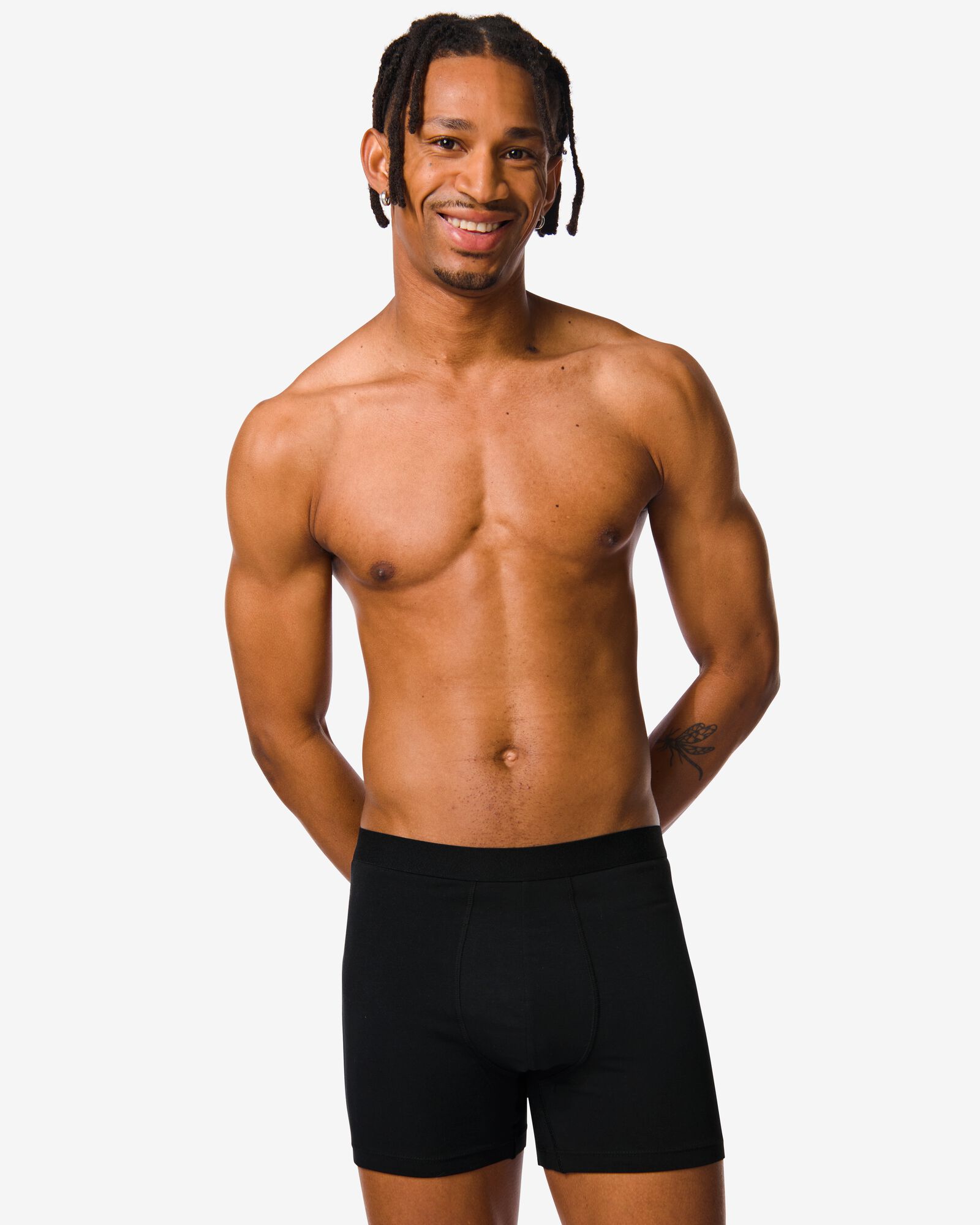 3er-Pack Herren-Boxershorts, lang schwarz schwarz - 1000010252 - HEMA