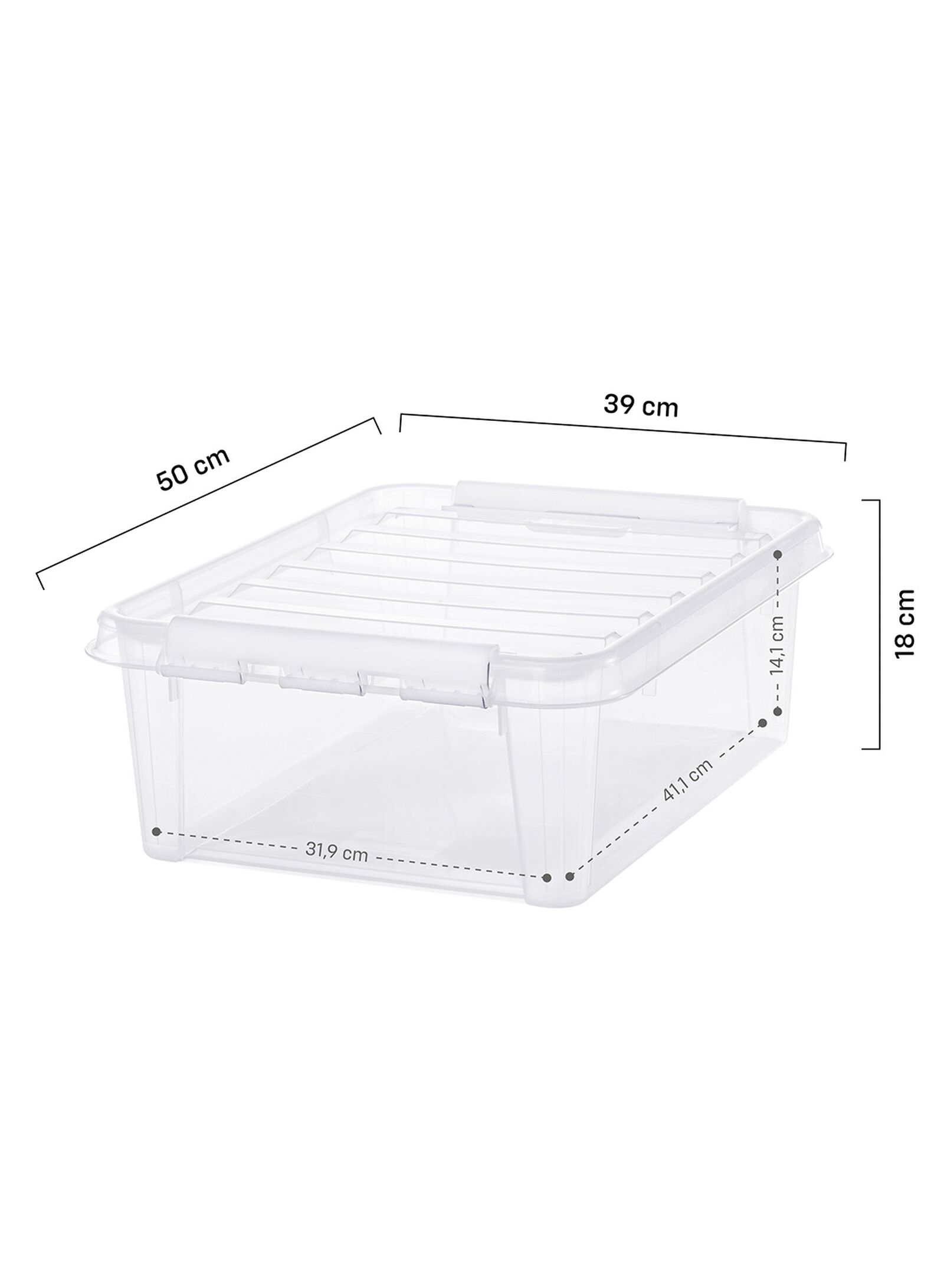bo&icirc;te de rangement 21L London transparent 50x39x18 - 39822005 - HEMA