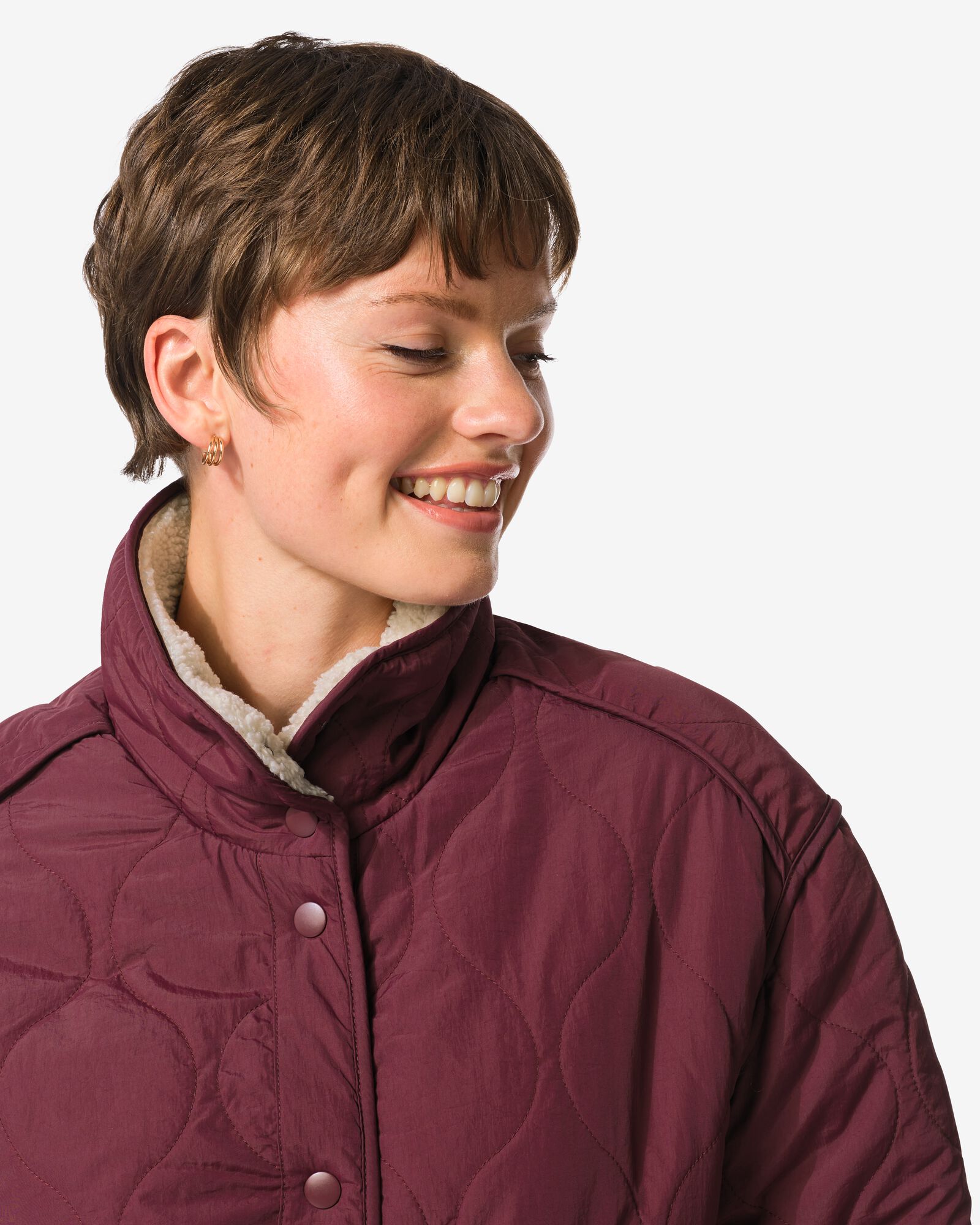 Wendbare Damenjacke Eloise mit Teddystoff rot - 36202050RED - HEMA