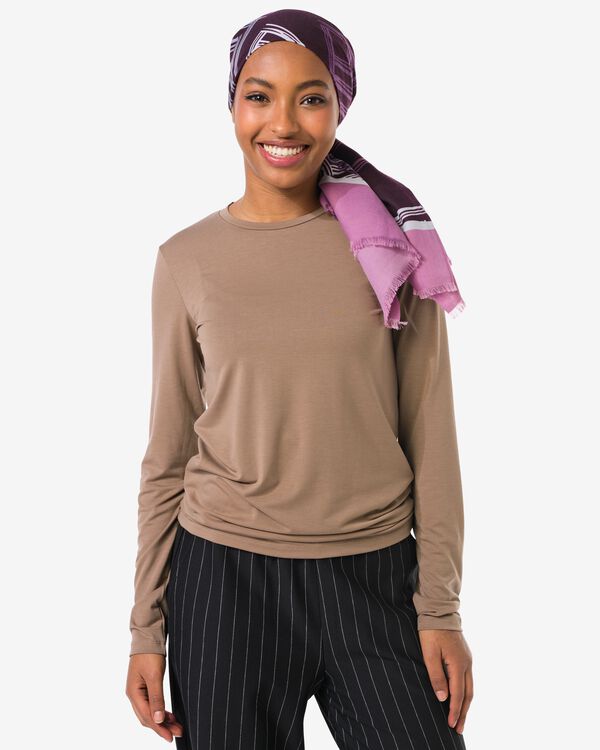t-shirt femme Lona jersey taupe taupe - 36206630TAUPE - HEMA