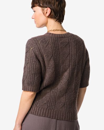 damesvest Foxi fijngebreid kabel bruin - 36207320BROWN - HEMA