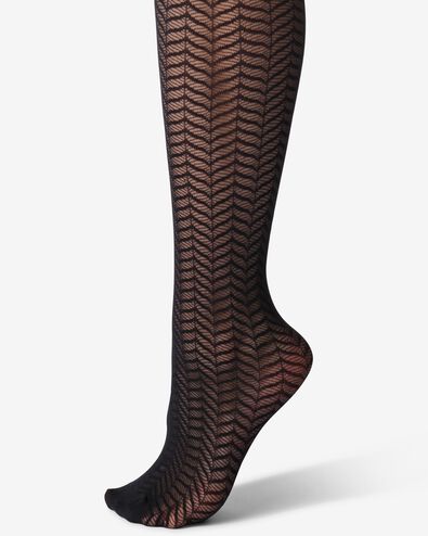 panty fashion net bloemenkant zwart zwart - 4042505BLACK - HEMA