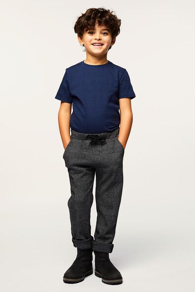 pantalon enfant carreau noir noir - 1000022481 - HEMA