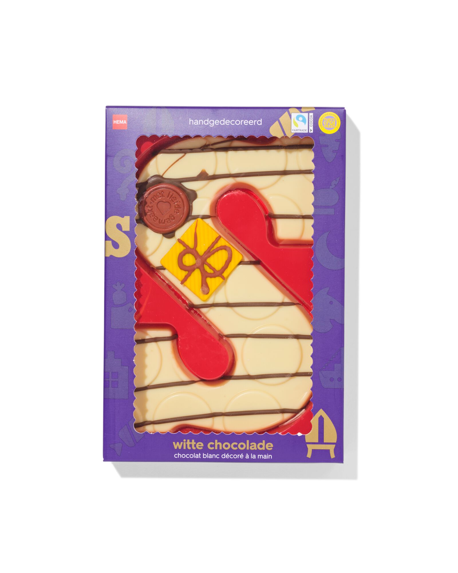 Lettre en chocolat décorée à la main blanche S 180g - 24427427 - HEMA