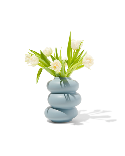 Vase, Keramik, blaugrau, Ø 18 x 22 cm - 13331000 - HEMA