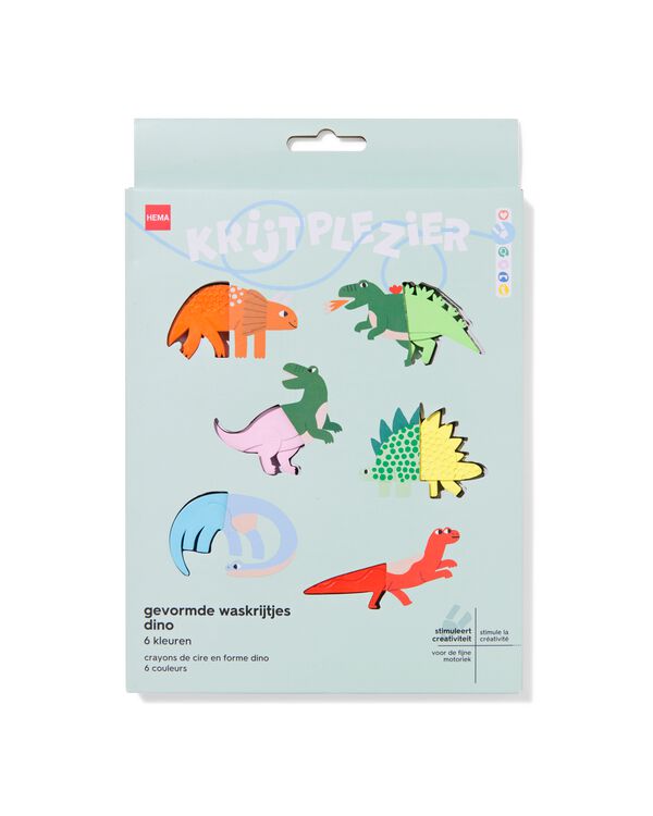crayons de cire en forme de dino - lot de 6 - 15900234 - HEMA