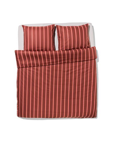 housse de couette 240x200/220cm coton doux ray&eacute; marron - 5720197 - HEMA