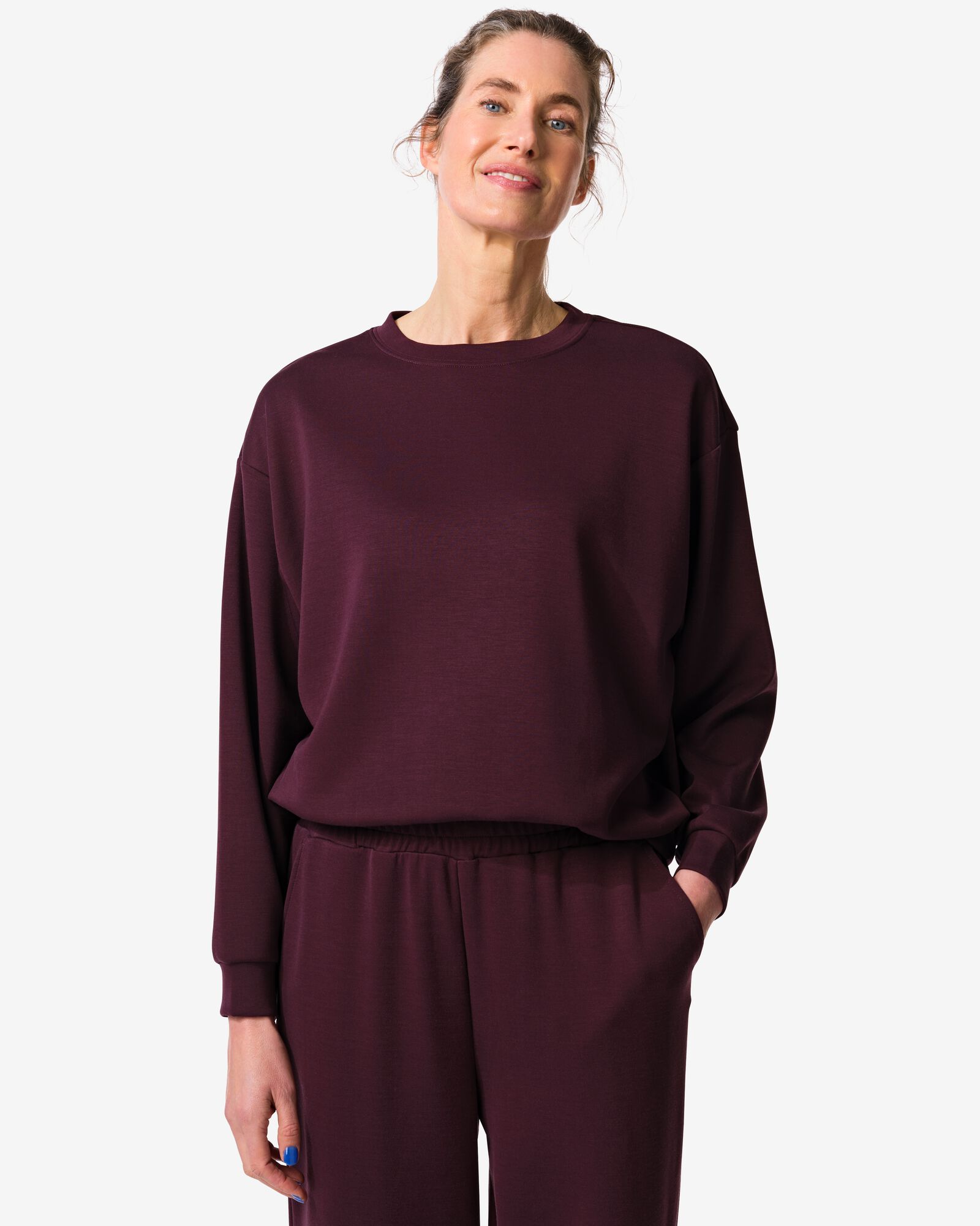 Damen-Loungepullover bordeauxrot bordeauxrot - 36000446BURGUNDYRED - HEMA