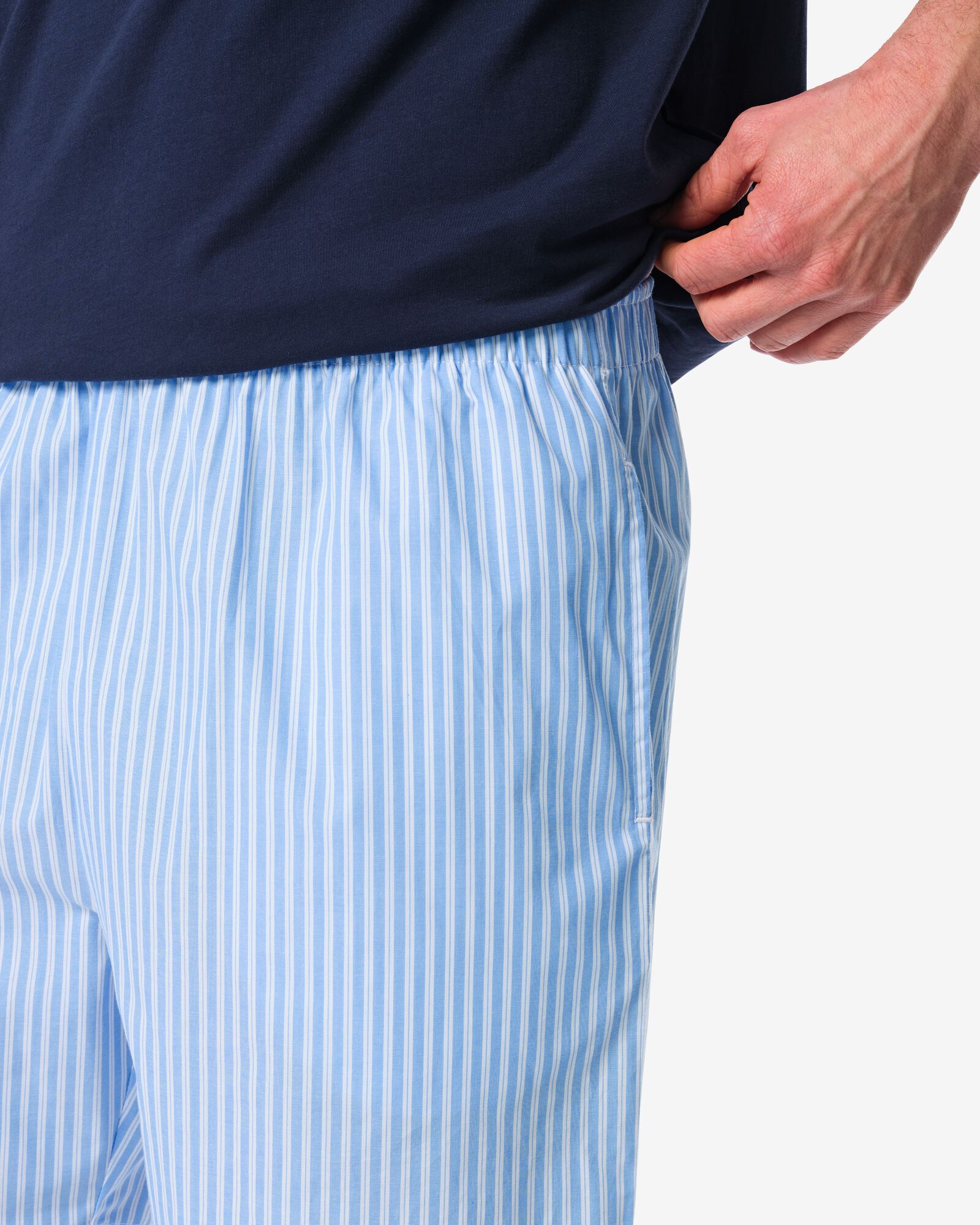 herenshortama Philip jersey strepen lichtblauw lichtblauw - 23686230LIGHTBLUE - HEMA