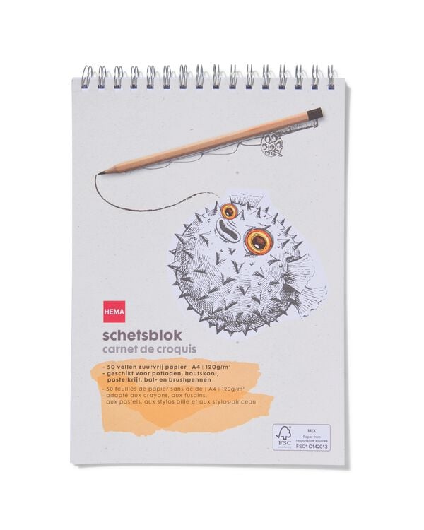 carnet de croquis avec spirale A4 120g - 60720075 - HEMA