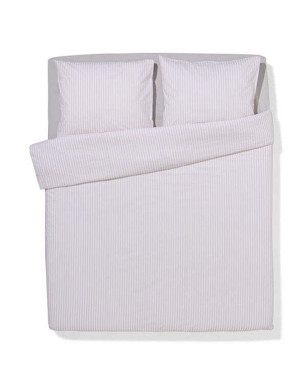 dekbedovertrek 240x200/220cm zacht katoen strepen beige - 5750136 - HEMA