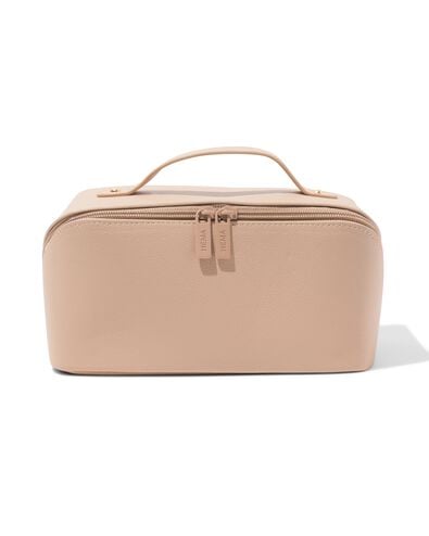 trousse de toilette avec fermeture &agrave; glissi&egrave;re diagonale 24x12x12cm beige - 11890754 - HEMA
