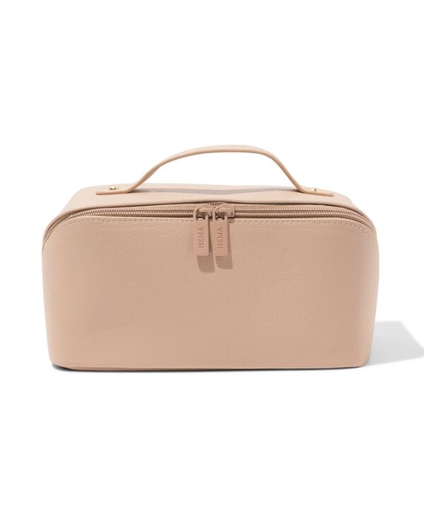 trousse de toilette avec fermeture &agrave; glissi&egrave;re diagonale 24x12x12cm beige - 11890754 - HEMA