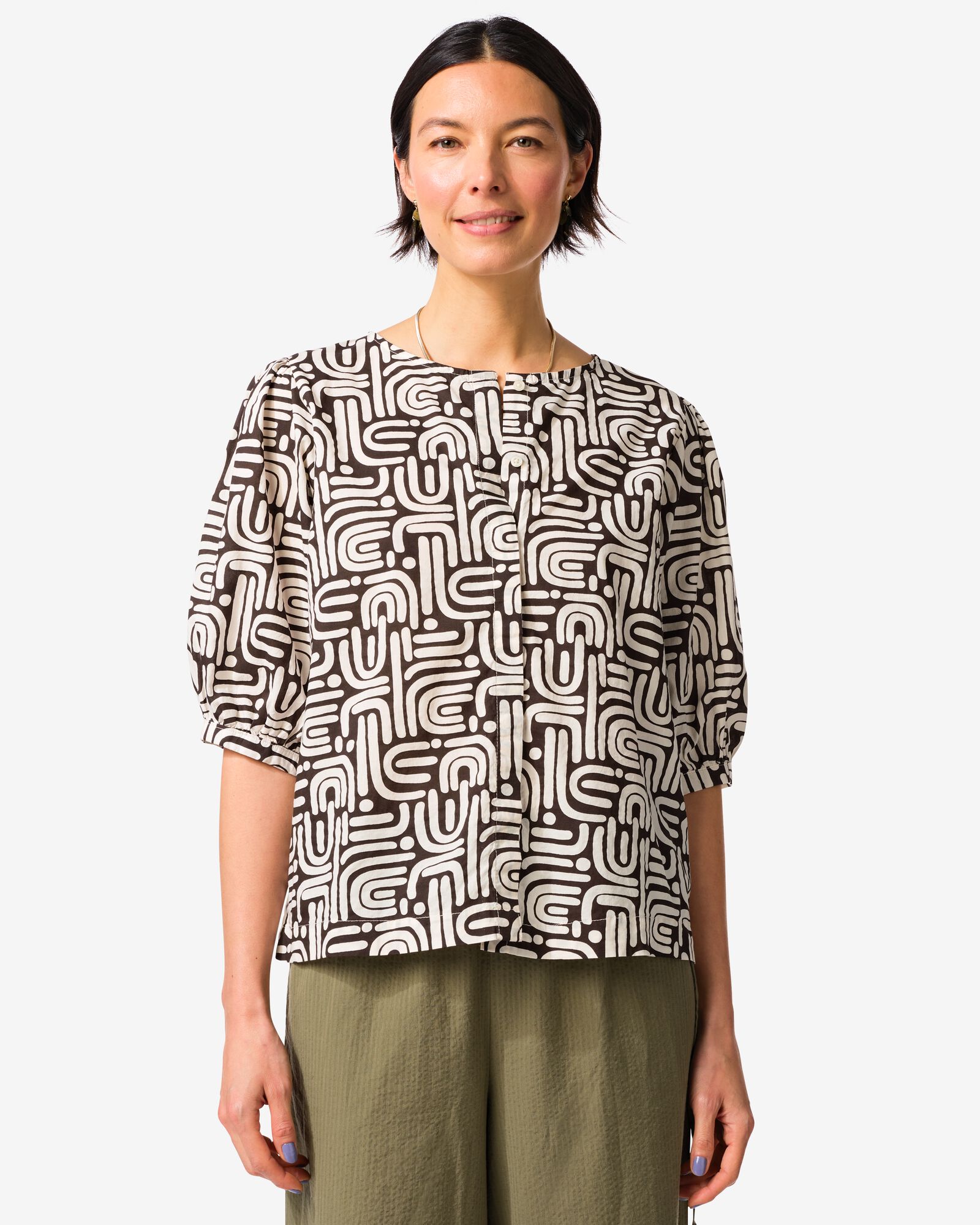Bluse Sophie, grafisch braun braun - 36211520BROWN - HEMA