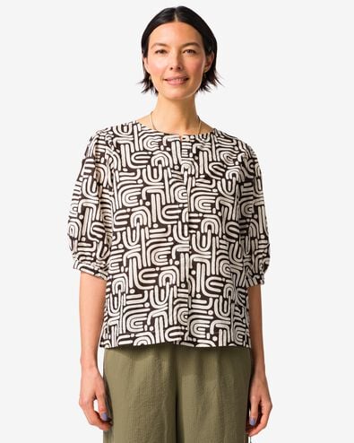 Bluse Sophie, grafisch braun braun - 36211520BROWN - HEMA