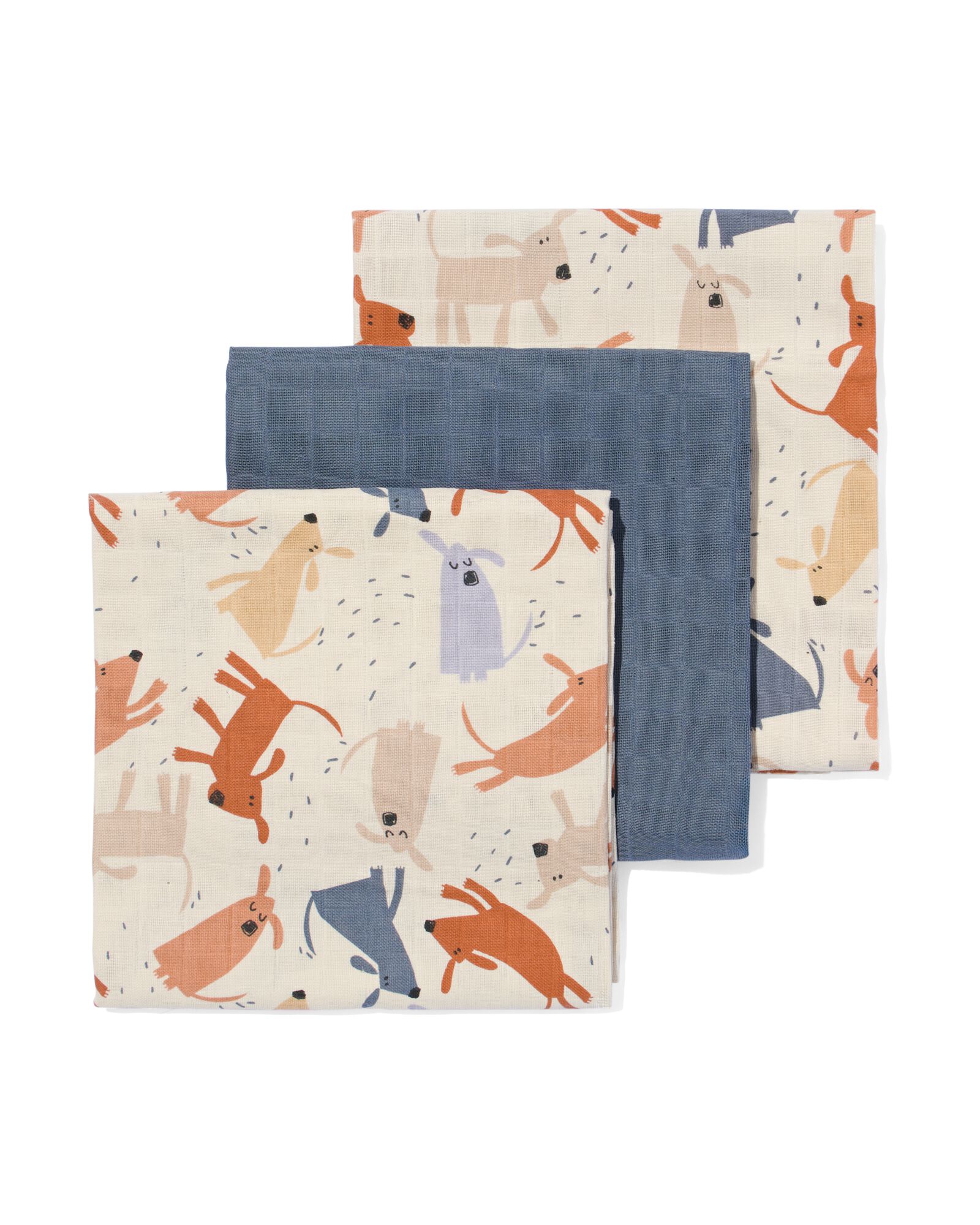 3er-Pack Mullwindeln, 60 x 60 cm, Struktur, Hunde - 33302630 - HEMA