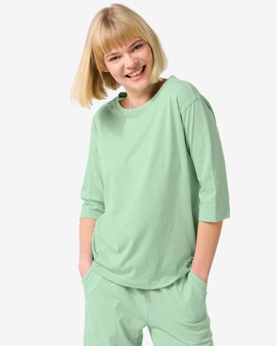 dames pyjamatop katoen lichtgroen - 23410460LIGHTGREEN - HEMA
