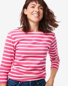 dames t-shirt Cara met boothals roze roze - 1000029916 - HEMA