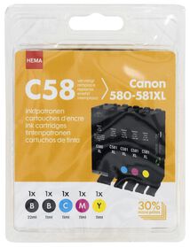 Druckerpatrone C58, kompatibel mit Canon 580-581X, schwarz/Farbe - 38300004 - HEMA