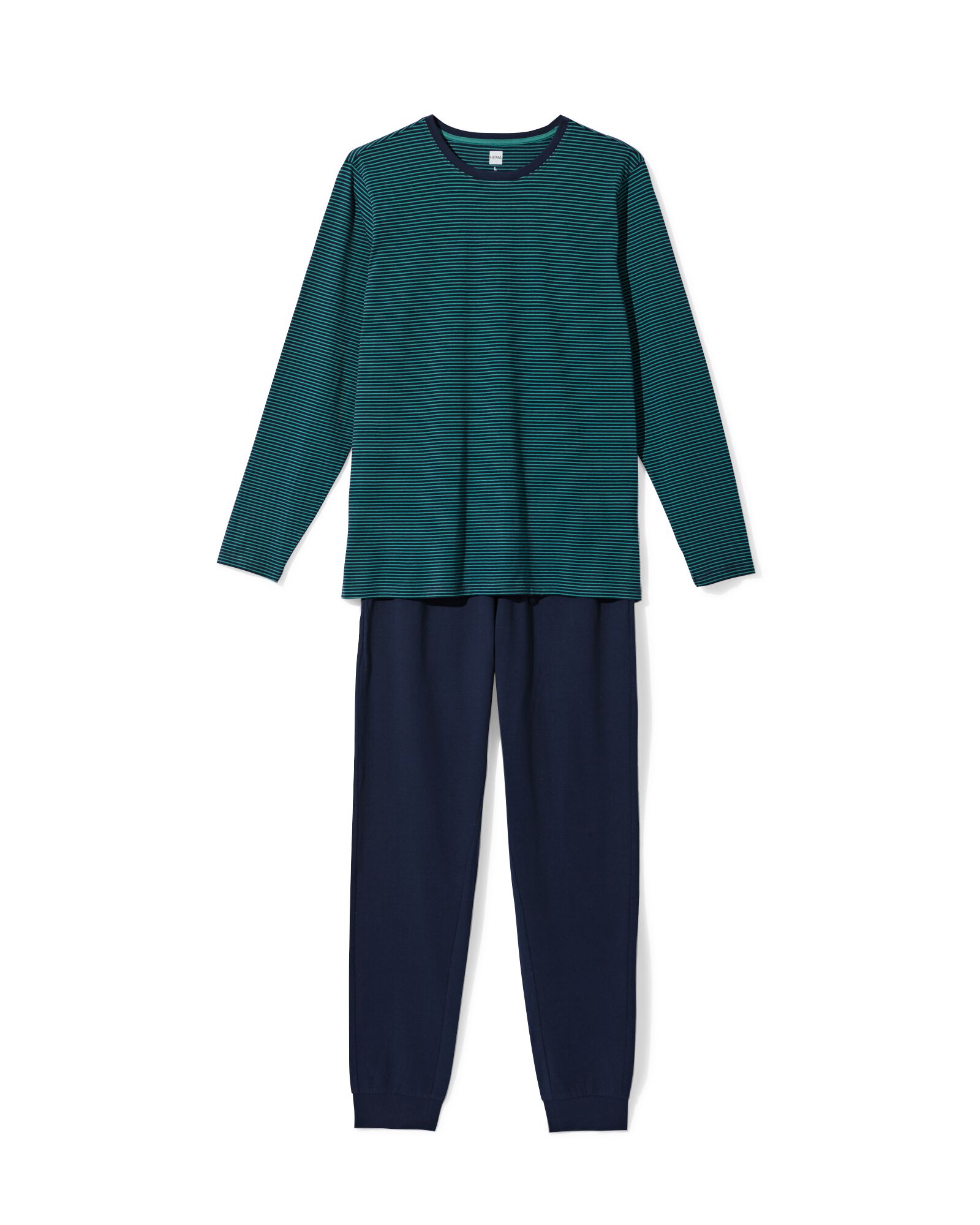 herenpyjama Jesse jersey strepen donkerblauw donkerblauw - 23686660DARKBLUE - HEMA
