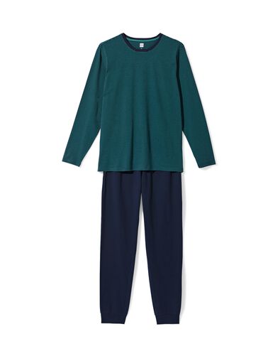 herenpyjama Jesse jersey strepen donkerblauw donkerblauw - 23686660DARKBLUE - HEMA