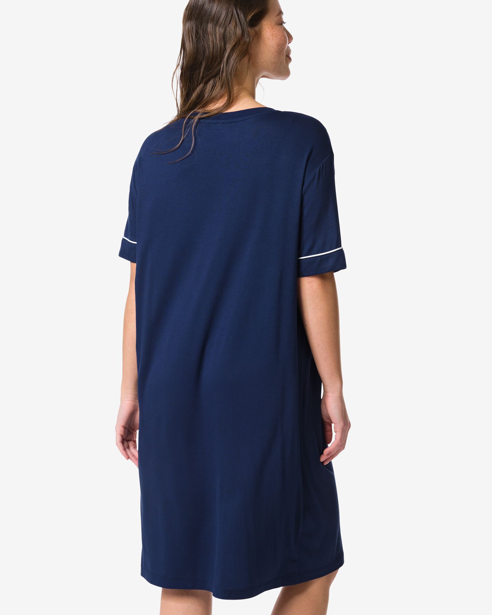 damesnachthemd viscose donkerblauw donkerblauw - 23410326DARKBLUE - HEMA