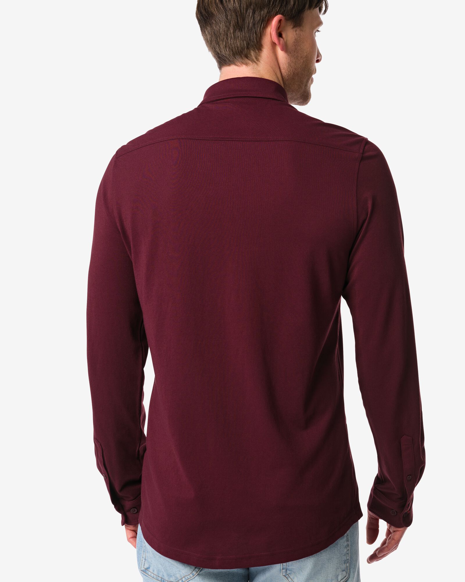 herenoverhemd Billy jersey donkerrood donkerrood - 2101760DARKRED - HEMA