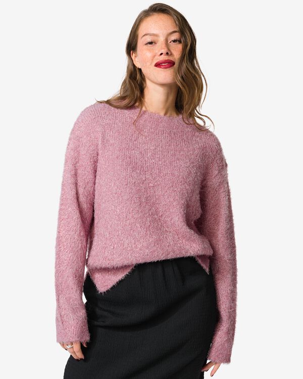 pull femme tricot&eacute; Flora paillet&eacute; rose p&acirc;le rose p&acirc;le - 36206060LIGHTPINK - HEMA