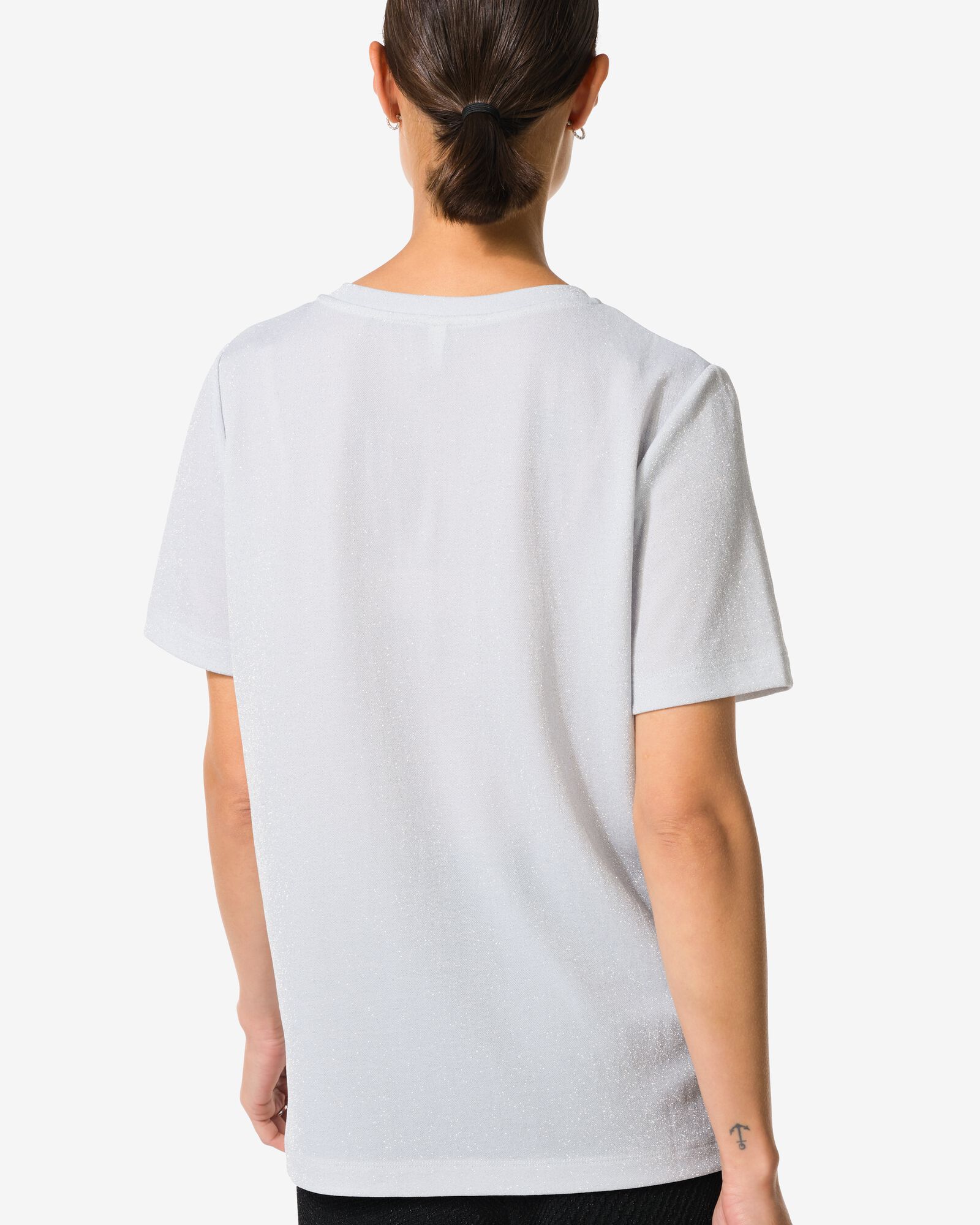 dames T-shirt Luna glitter wit wit - 36205620WHITE - HEMA