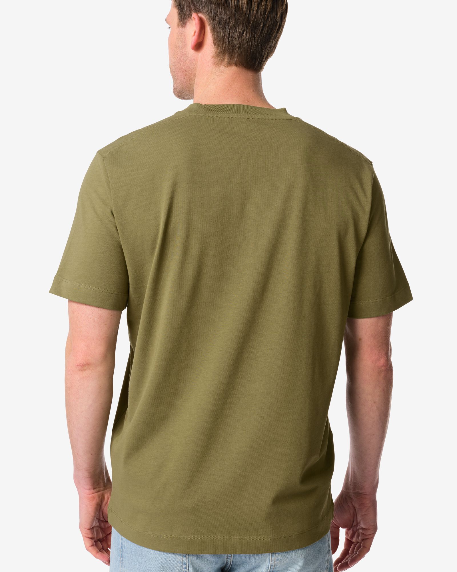 heren T-shirt Elias relaxed fit middengroen middengroen - 2129960MIDGREEN - HEMA