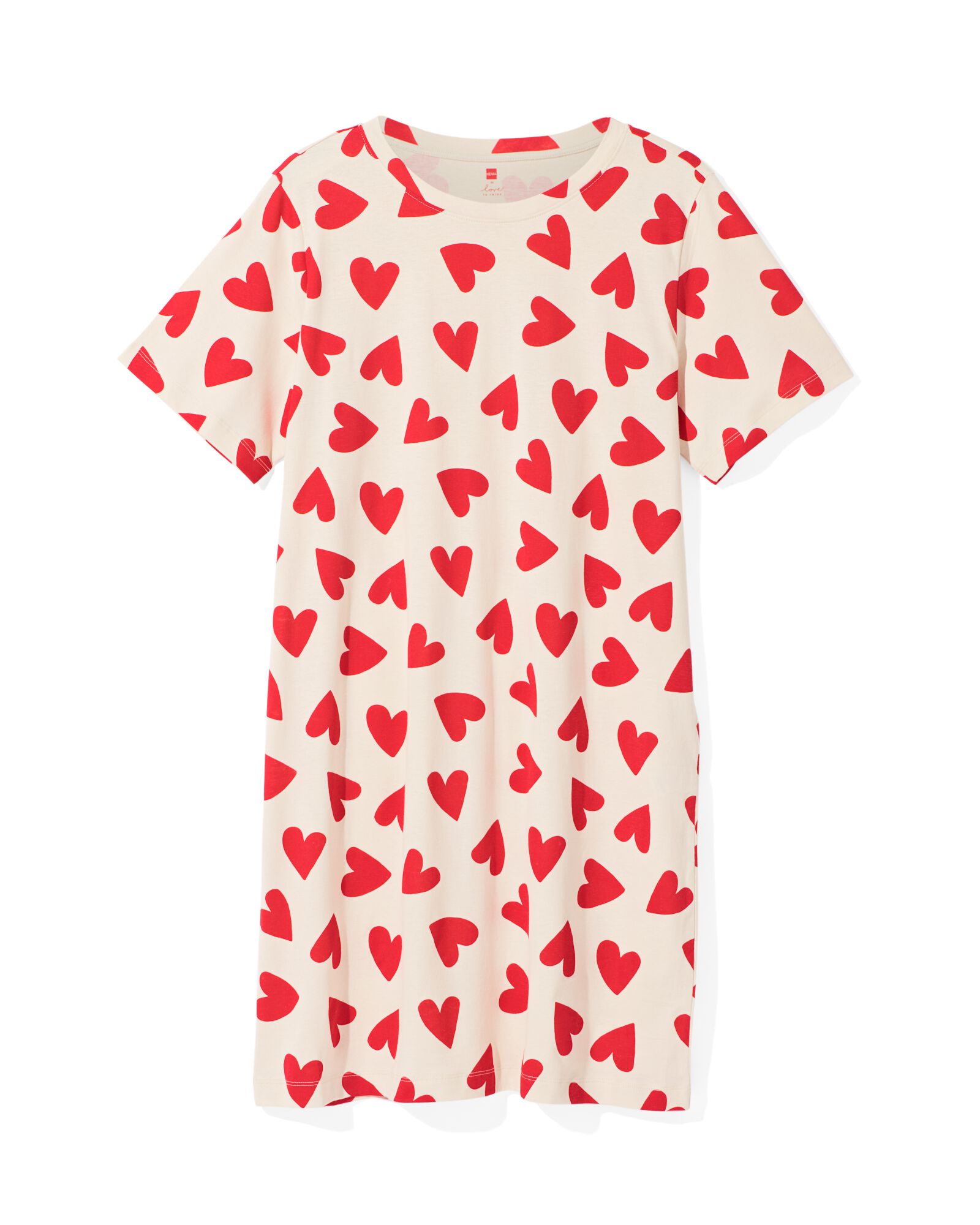 hema chemise de nuit femme coton avec cœurs rouge (rouge)