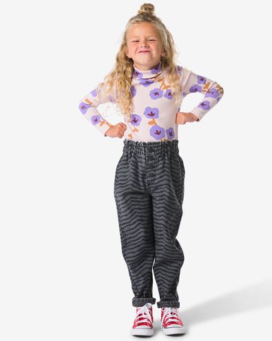 kinderjeans omkeerkeerbaar effen en print zwart - 30813806BLACK - HEMA