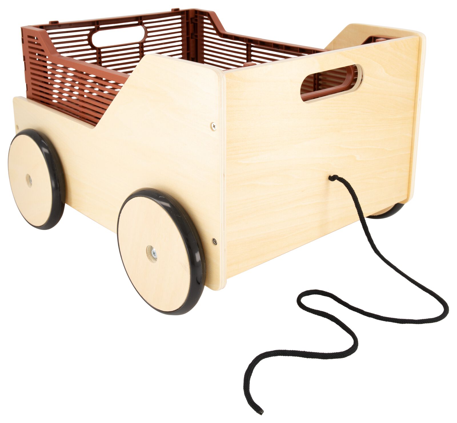 Chariot à trois roues en bois Marron (L/H/P) 15x24x36cm