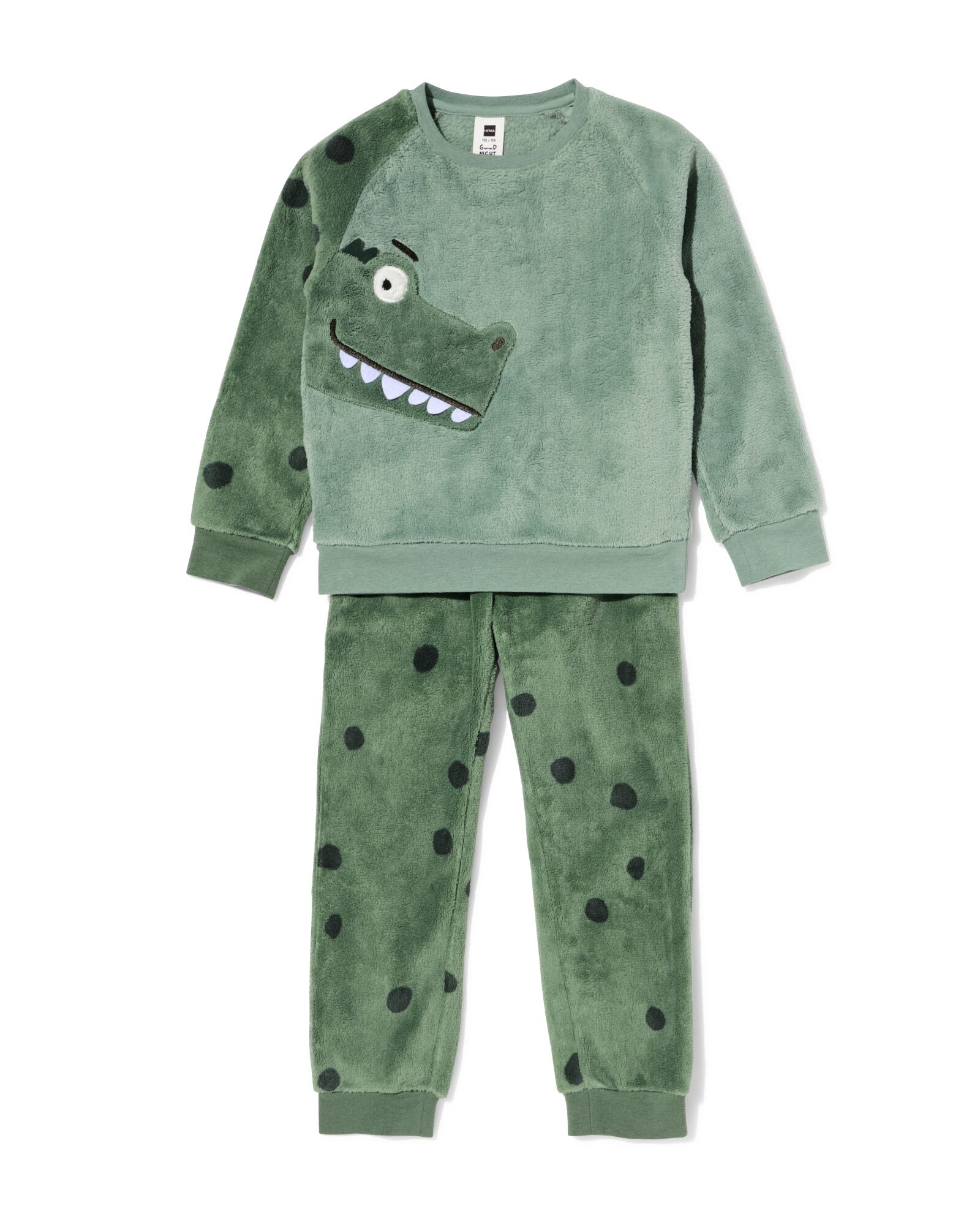 pyjama enfant polaire dino vert fonc&eacute; - 23001650DARKGREEN - HEMA