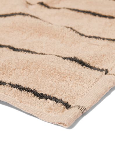 serviette de bain 50x100 qualité épaisse marron clair avec rayure grise gris foncé serviette 50 x 100 - 5254702 - HEMA