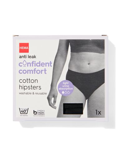hipster &eacute;tanche coton pour fuites urinaires l&eacute;g&egrave;res noir noir - 19620704BLACK - HEMA