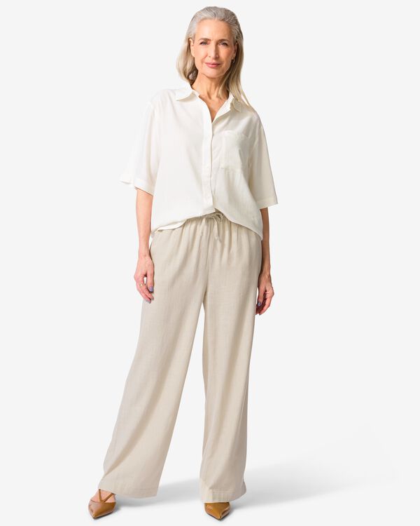damesbroek Tatum met linnen zand zand - 36249465SAND - HEMA