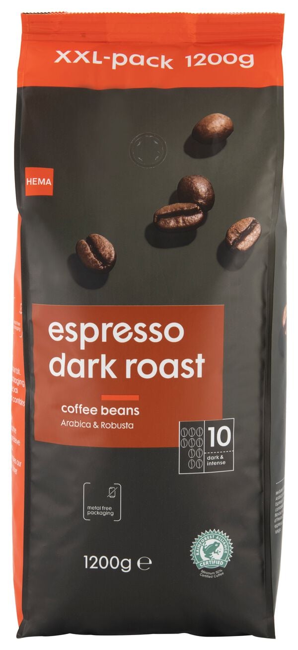 café en grains dark roast espresso - 1.2 kg - 17110026 - HEMA