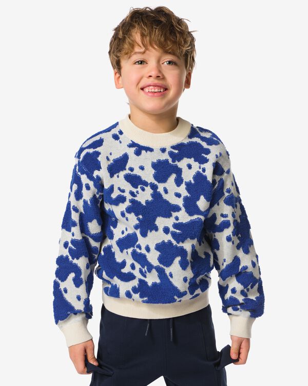 Kinder-Strickpullover mit Kuh-Aufdruck blau - 30718717BLUE - HEMA