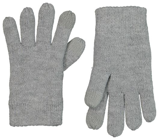 gants enfant polaire pour écran tactile en tricot gris chiné 122/128 - 16710082 - HEMA