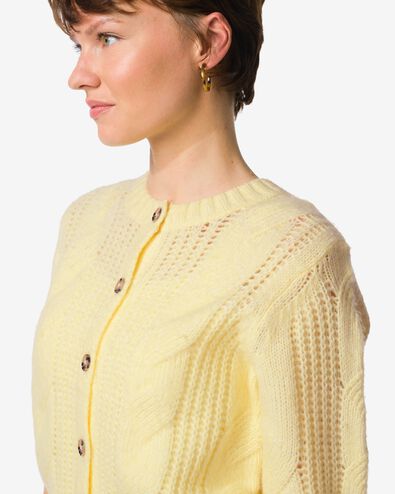 damesvest Foxi fijngebreid kabel geel geel - 36207340YELLOW - HEMA