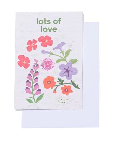wenskaart 'lots of love' met zaadjes - 41800631 - HEMA