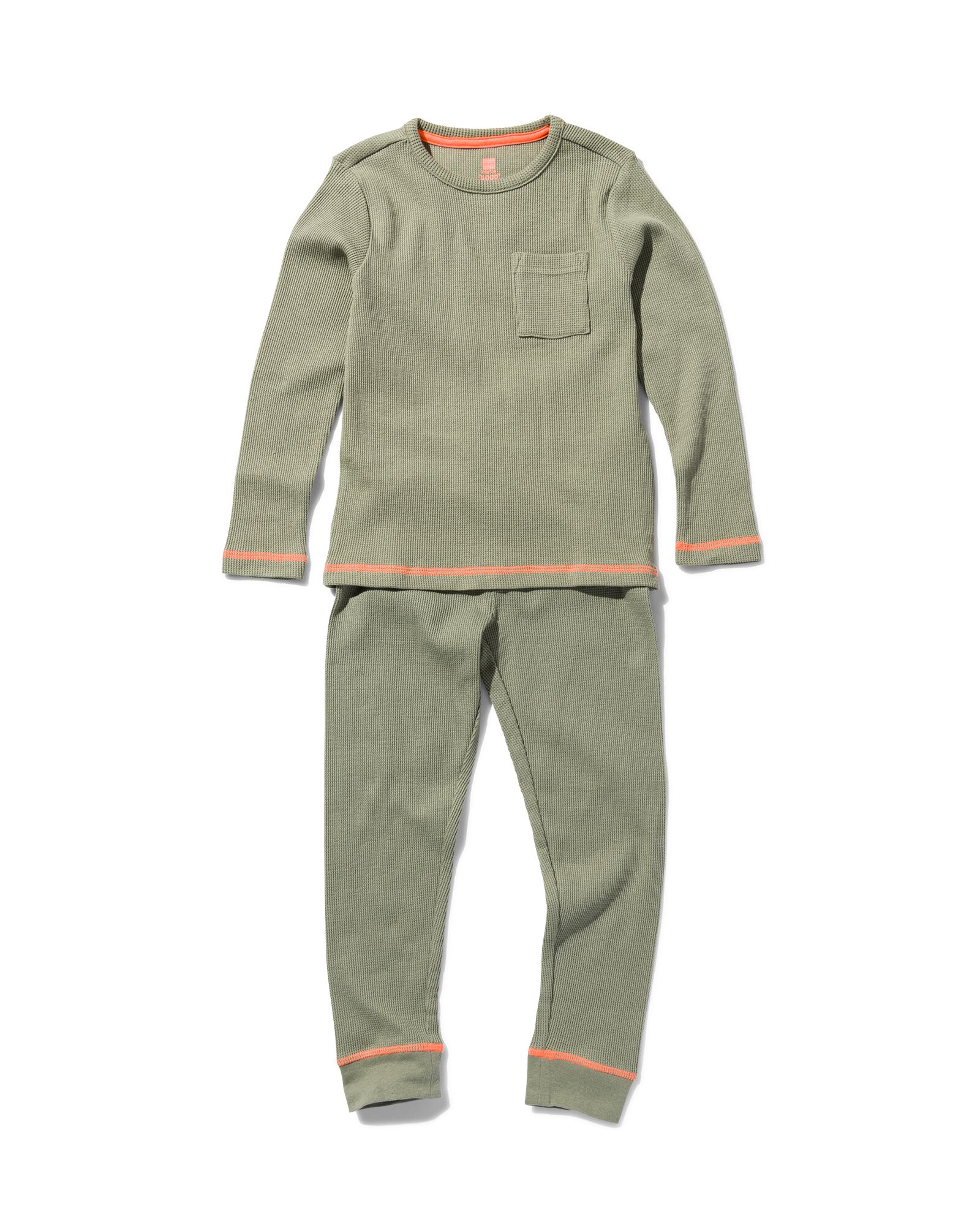 pyjama enfant gaufré vert clair 122/128 - 23070065 - HEMA