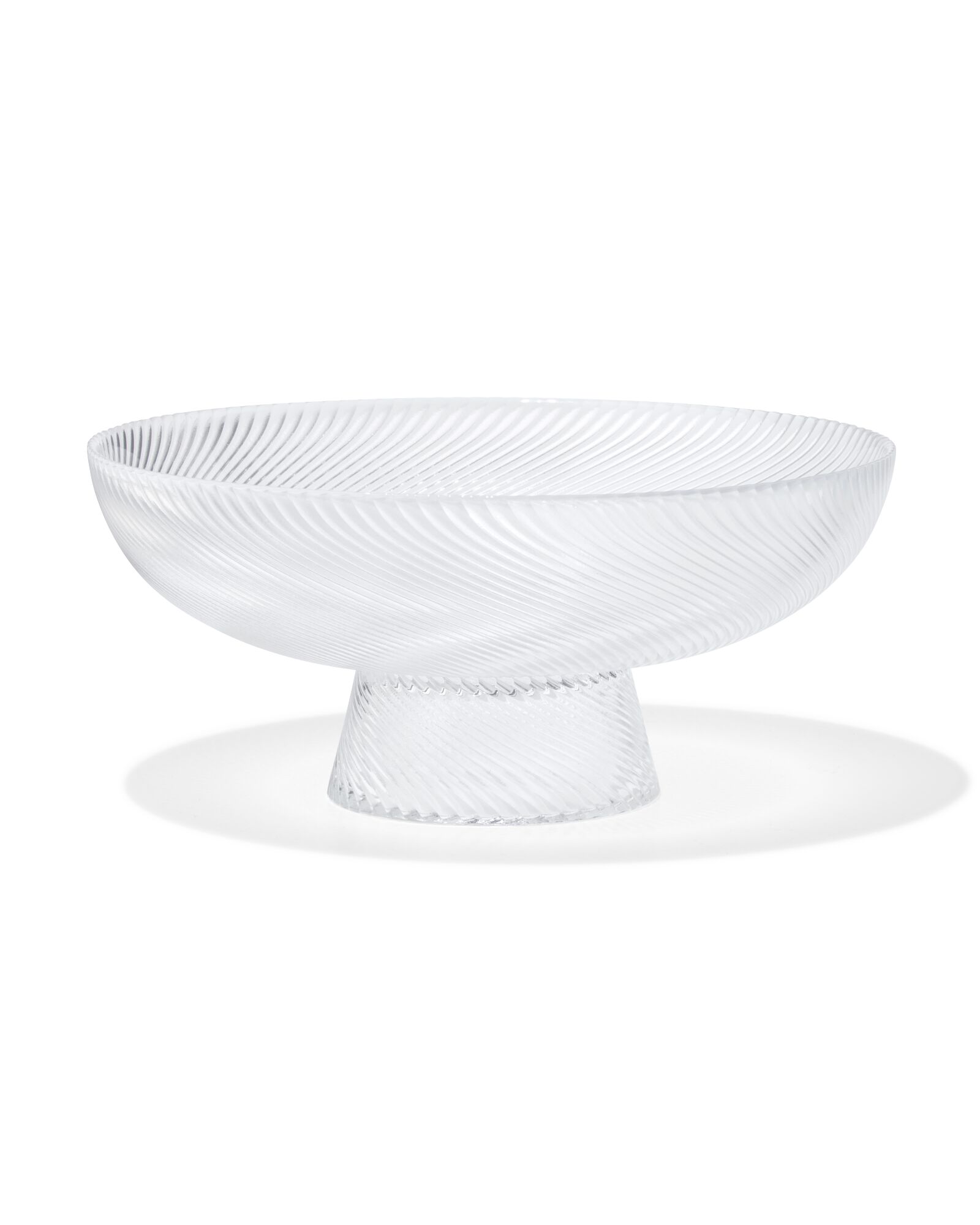 schaal op voet Ø23x12cm Bergen glas twist reliëf - 9401150 - HEMA