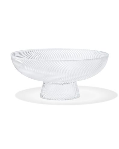 schaal op voet Ø23x12cm Bergen glas twist reliëf - 9401150 - HEMA