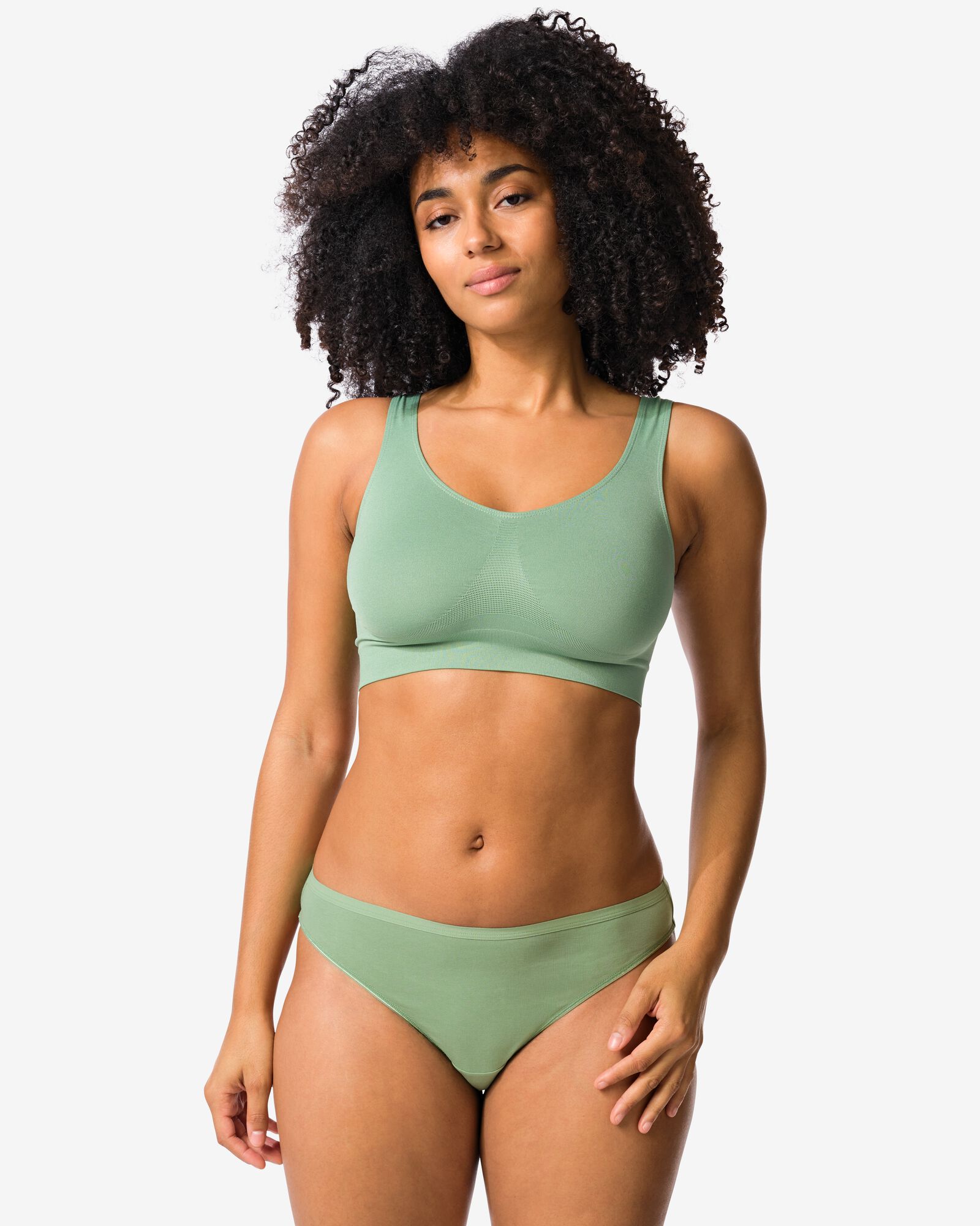 damesstrings katoen - 2 stuks groen groen - 19602154GREEN - HEMA