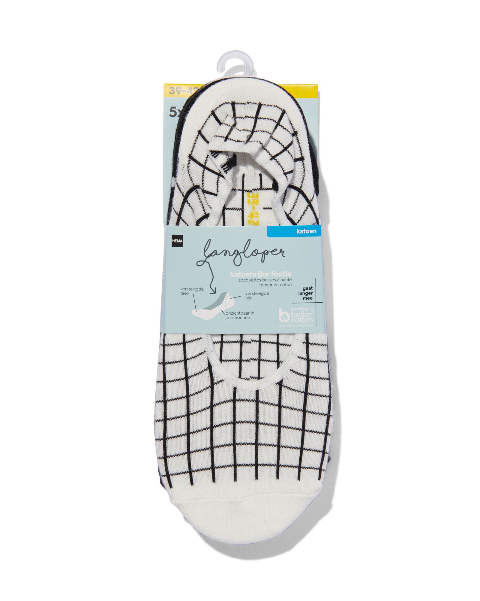 damesfooties met katoen - 5 paar zwart zwart - 4290365BLACK - HEMA